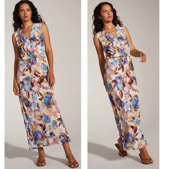 Favorite Daughter The Nita Floral Sleeveless Blouson Pleated V neck Maxi Dress - Picture 3 of 12